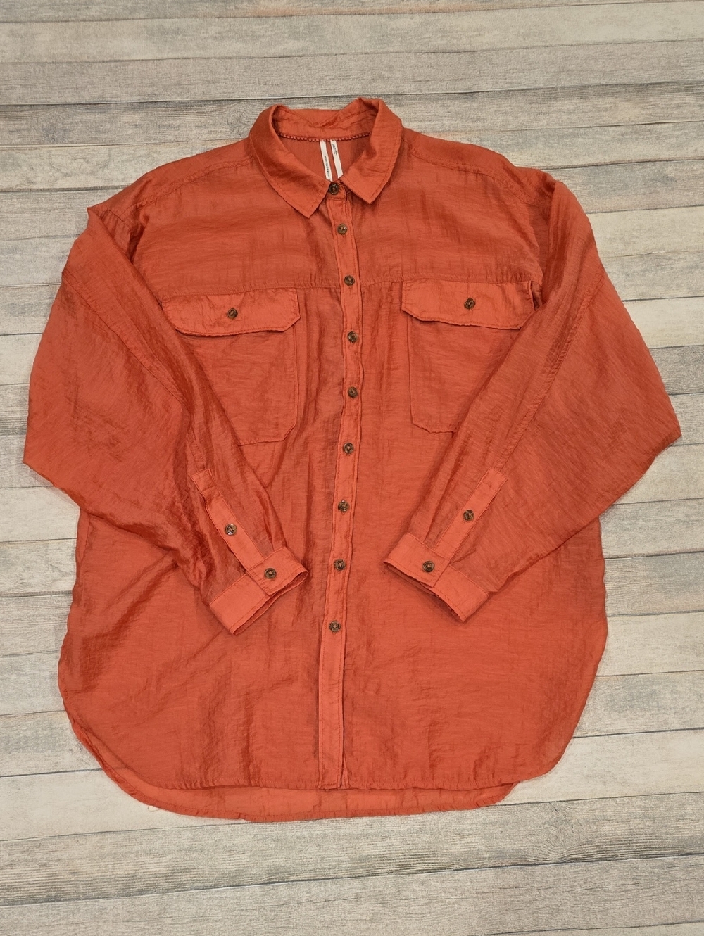 Anthropologie Burnt Orange Collared Button Shirt